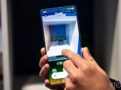 Círculo para acompanhamento de pesquisa mudando para o modo AI com barra de pesquisa inferior