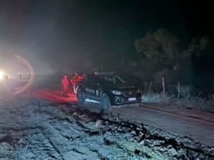Bombeiros combatem um grande incêndio florestal