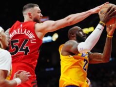 LeBron manteve-se em 8 e sequência de pontos de dois dígitos termina na vitória do Lakers