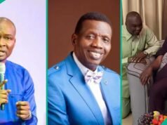 Tendências de reação do apóstolo Selman quando papai Adeboye pediu que ele se sentasse ao lado dele: “De joelhos, está tudo bem”